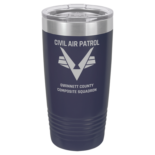 GA112 Polar Camel 20 oz. Navy Blue Vacuum Insulated Ringneck Tumbler with Clear Lid
