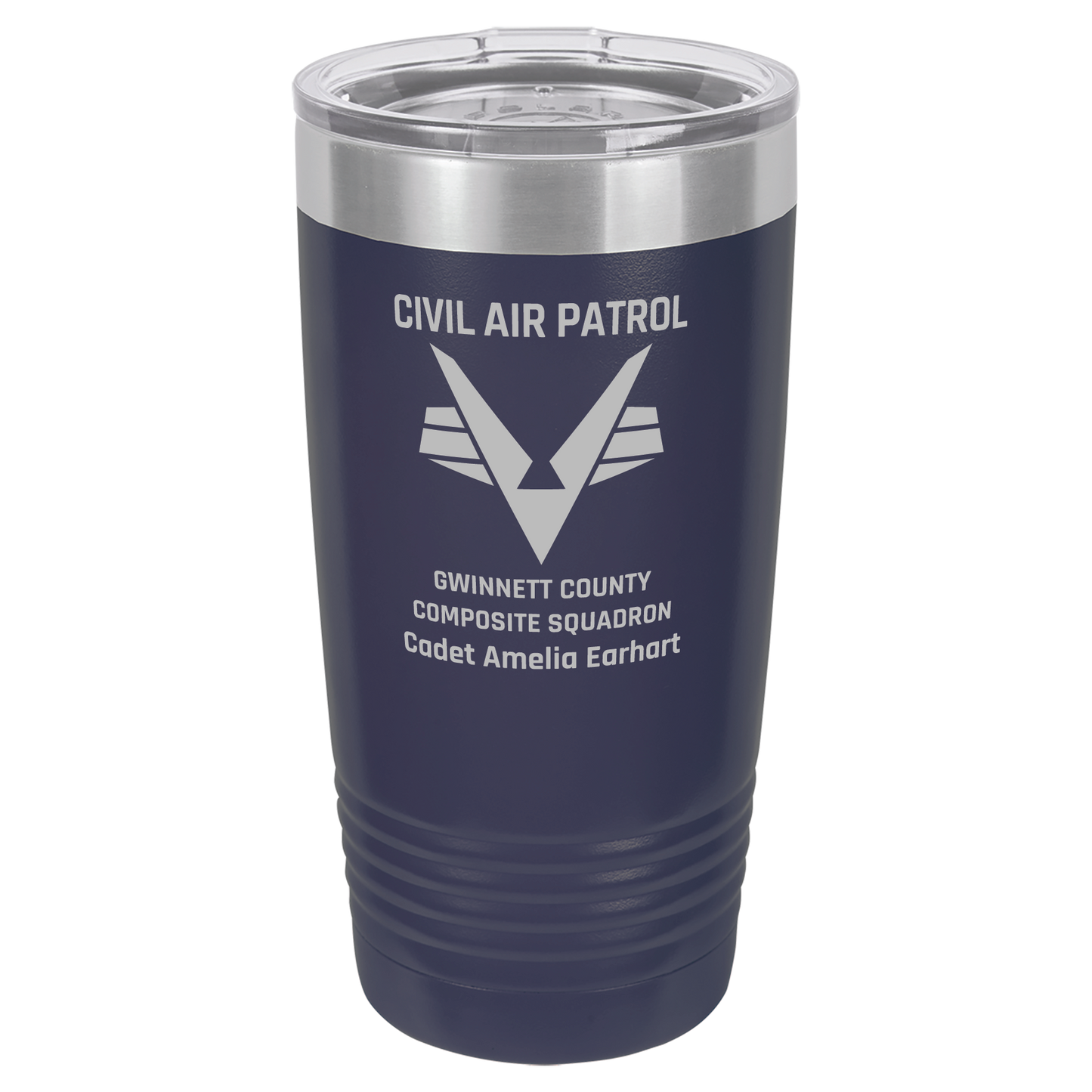GA112 Polar Camel 20 oz. Navy Blue Vacuum Insulated Ringneck Tumbler with Clear Lid