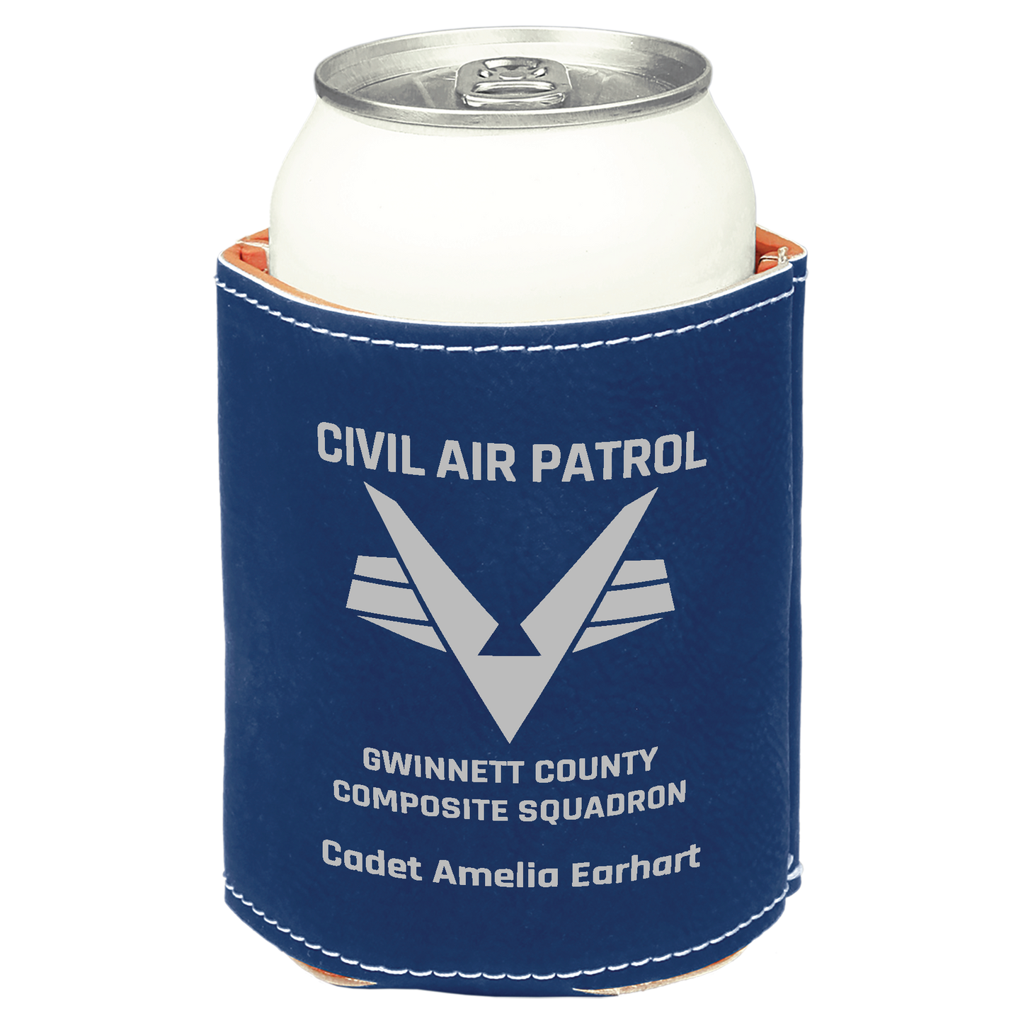 Vegan Leather Can koozie / Beverage Holder - Gwinnet County Civil Air Patrol